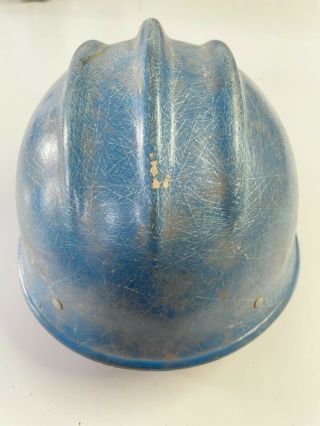 Vintage Bullard 502 Hard Boiled Blue Fiberglass Hard Hat w/ Bullard Suspension 3