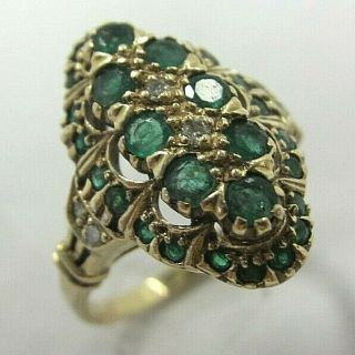 Vintage Emerlad & Diamond Ring,  14k Gold,  4.  4 Grams,