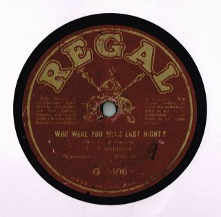 Mark Sheridan Music Hall 78 - Who Were You With Last Night - We All Walk The Wib