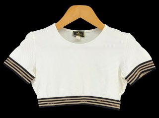 Authentic Fendi Vintage Logo Cropped T - Shirt Tops 42 Polyamide White Rank Ab,