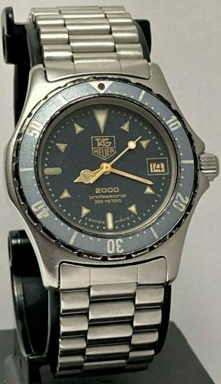 Vintage Tag Heuer 2000 With Navy Dial,  Faded Bezel Runs Usa Seller