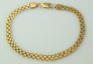 Vtg 14k Yellow Gold Bismark Mesh Bracelet 5 Grams 7.  25 " Long 4.  7 Mm Wide Italy