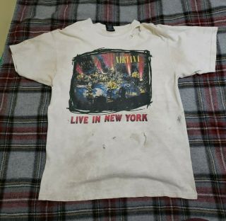 Vintage 1995 Nirvana Mtv Unplugged Shirt Xl Giant Kurt Cobain Grunge Thrashed