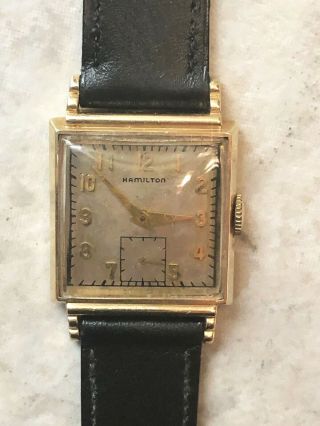 Vintage Hamilton Glenn Mens Watch,  14k Solid Gold Case Cal.  747 17j Needs A