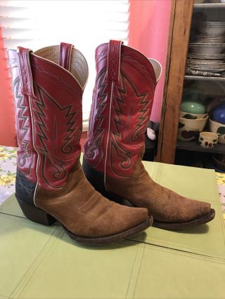 Red Top Vtg Back At The Ranch Santa Fe Sz 10 Western Cowboy Boots El Rancho
