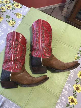 Red Top Vtg Back At The Ranch Santa Fe Sz 10 Western Cowboy Boots El Rancho 2