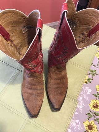 Red Top Vtg Back At The Ranch Santa Fe Sz 10 Western Cowboy Boots El Rancho 3