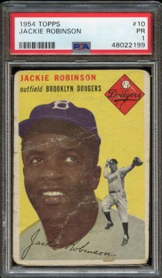 Jackie Robinson 1954 Topps Vintage Baseball Card 10 Psa 1 Dodgers Hof