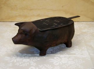 Unusual Vintage Cast Iron Pig Or Hog Small Outdoor Charcoal Grill Hibachi