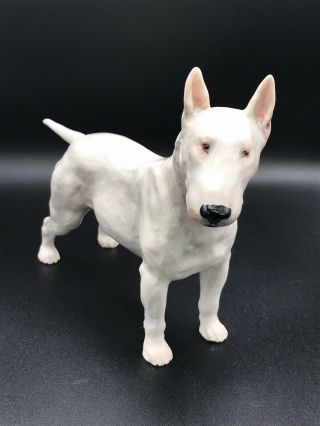 Vtg Royal Doulton White English Bull Terrier Figurine Hn 1132 Stamped Initialed