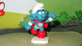 Smurfs Smurferman Smurf Superman Superhero Flying 20119 Rare Vintage Figurine
