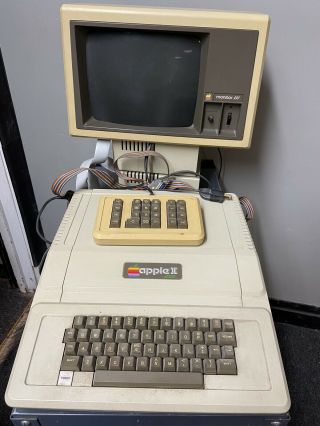 Vintage Apple 2 Plus Computer W/ Apple 3 Monitor,  2 Disk Drives