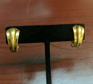 Pair Vintage 14k Yellow Gold Clip Hoop Earrings,  7.  5 Grams