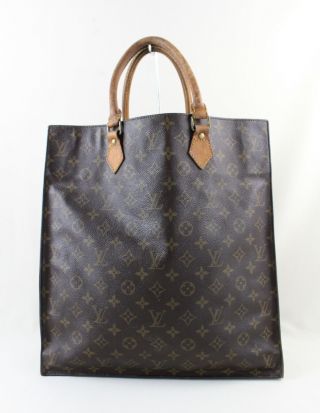 Louis Vuitton Auth Vintage Sac Plat Monogram Canvas Shopper Tote Handbag
