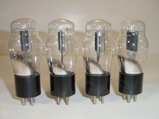 4 Vintage 1940 ' s Tung - Sol Type 45 245 345 ST Engraved Base Amplifier Tube Quad 3