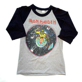 Vintage Iron Maiden 1983 World Tour Raglan T - Shirt Vtg Medium M Band Metal Rock