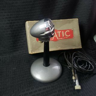 Vintage ASTATIC Model JT - 30 Crystal Microphone w/ Stand Orig Box 3