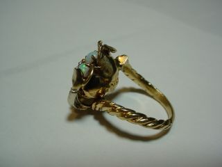 Vintage Estate Ladies 14K Gold Flower Ring with White Opals and Diamonds Size 4 4