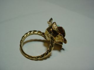 Vintage Estate Ladies 14K Gold Flower Ring with White Opals and Diamonds Size 4 5