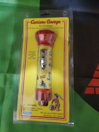 Vintage Curious George Tin Flashlight - Schilling - Rare In Package