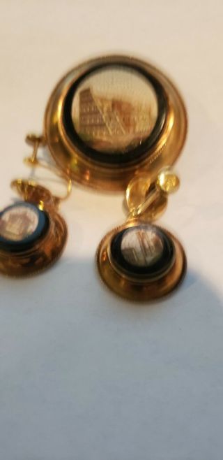 Old Vintage 14 Kt.  Yellow Gold Pendant And Earring