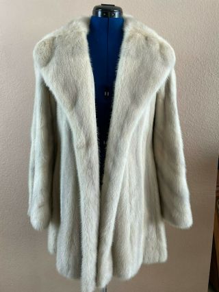 Vintage Pale Beige Designer Real Mink Fur Coat - Small - Pristine
