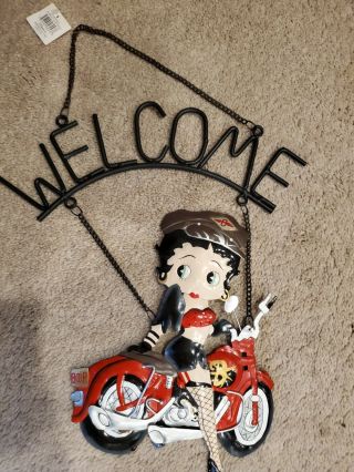 Betty Boop Hanging Welcome Metal Sign 13x20