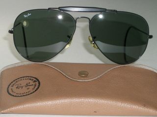 62 - 14 Vintage B&l Ray - Ban W0231 Black G15 Outdoorsman Ii Aviator Sunglasses
