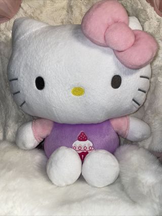 Hello Kitty By Sanrio 15 Inch Large White Plush Doll With Cupcake And Pink Bow
