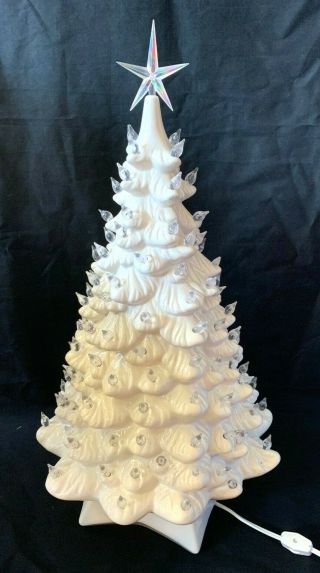 Vtg Holland Mold White Ceramic Musical Christmas Tree Multi Color Lights 23 "