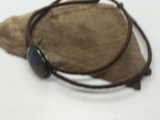 Vintage Frank Patania Sr.  Sterling Silver Agate Bolo Tie Leather Signed FP 36” 2