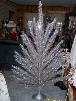 Vintage 1950s 6 1/2 Ft Aluminum Christmas Tree Mid Century W/stand