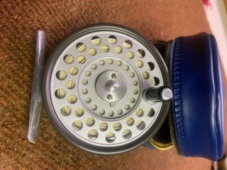 Vintage Hardy Featherweight Fly Fishing Reel With Case & Line.  Perfect