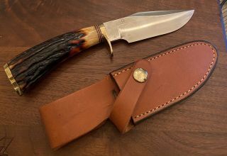 Vintage Blackjack Effingham Il Stag Handle Classic Blade Trail Guide Knife