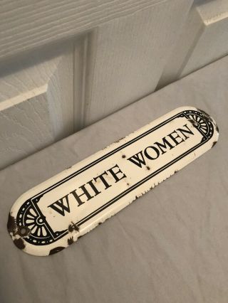 Authentic Vintage White Women Bar Restaurant Restroom Segregation Porcelain Sign