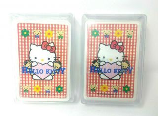 Vintage 1996 Sanrio Hello Kitty Playing Cards.  2 Packs,  One Pack.