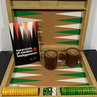 Vintage Crisloid Butterscotch & Green Bakelite Backgammon Set W/box & Dice