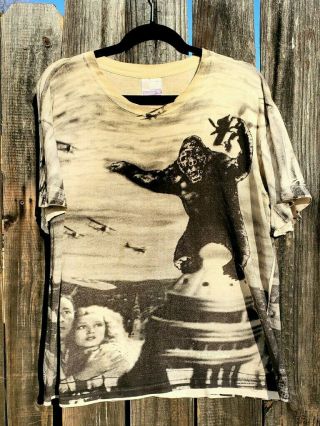 Extremely Rare Vintage 1990s King Kong All Over Print T Shirt Solar T Brand.