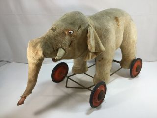 Large Antique Early Steiff Ride - On Mohair Elephant Toy