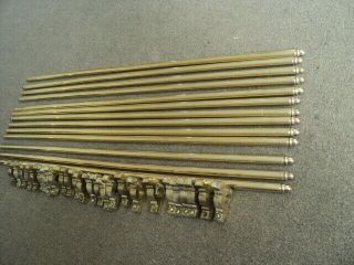 Set Of 13 Vintage Solid Brass Stair Rods And Brackets