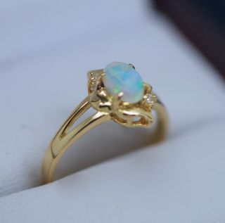 Vintage Antique Jewelry 18k Solid Gold Ring Natural Opal Art Deco Jewellery L1/2