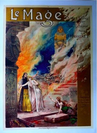Vintage French Opera Poster " Le Mage " On Linen