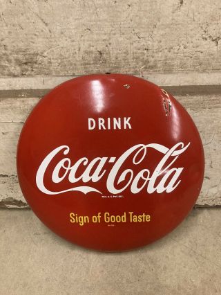 Vintage 12 " Coca - Cola Button Sign 12 " Metal Soda Advertising Am128