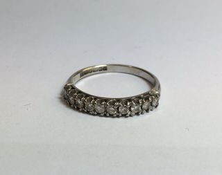 Vintage 1973 18ct White Gold Diamond Set Half Eternity Ring Size L 2.  4g