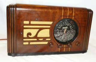 1937 Zenith Vintage Deco Black Dial Tube Radio 5s119 Restored