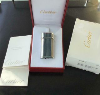 Vintage Authentic Cartier Lighter With Silver Box Ca120115