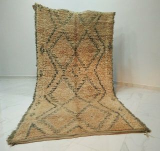 Vintage Authentic Handmade Beni Ourain Carpet Moroccan Rug Wool 6″x10″ Feet