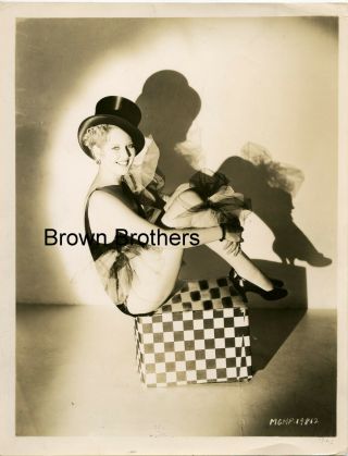 Vintage 1930s Hollywood Actress Blonde Beauty Thelma Todd In Top Hat Photo - Bb