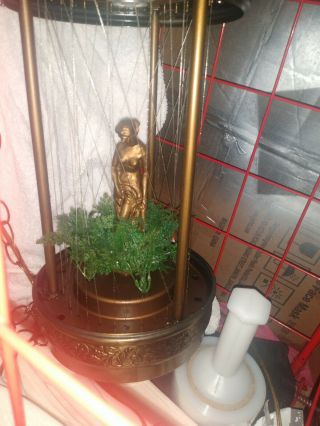 Vintage Johnson Industries Hanging Oil Rain Swag Lamp,  Greek Nude Goddess Lady