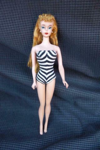 Vintage Mattel Honey Blonde 3 - 4 Ponytail Barbie Doll Brown Shadow Zebra Suit